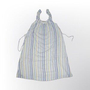 LOFT Striped Midi Dress - Blue, Yellow, and White - M